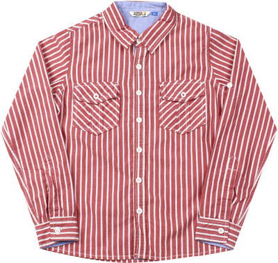 

People Boys Striped Casual Pink Shirt, Red