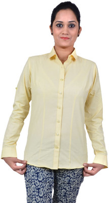 

Nexq Women's Solid Casual Yellow Shirt, Lemon
