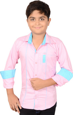 

Aedi Boys Solid Casual Pink Shirt