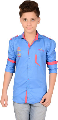 

Anry Boys Solid Casual Blue Shirt