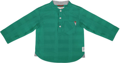 

Wow Mom Boys Checkered Casual Green Shirt