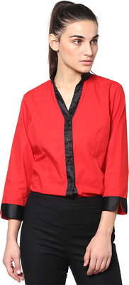 

Dazzio Women's Solid Formal Red, Black Shirt