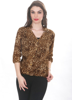 

Ten on Ten Women's Animal Print Casual Brown Shirt