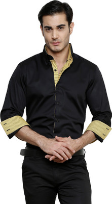 Dazzio Men Solid Formal Black Shirt