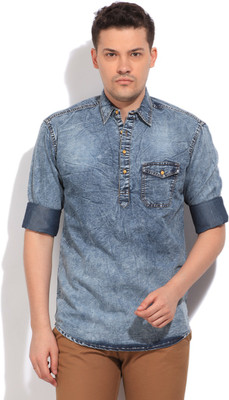 

High Star Men's Solid Casual Blue Shirt, Dark blue