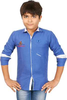 

Aedi Boys Solid Casual Blue Shirt