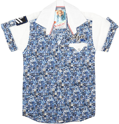 

Kidzee Men' Printed Casual White Shirt
