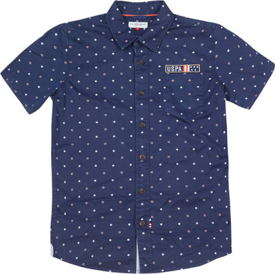 

US Polo Kids Boys Printed Casual Dark Blue Shirt, Dk. blue