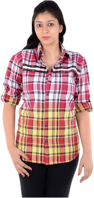 S9 Women's Woven, Checkered Casual Red, White, Yellow Shirt available at flipkart for Rs.249