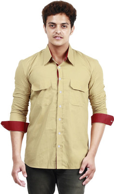 

Trendster Men's Solid Casual Normal Collar Shirt, Brown