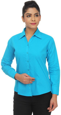 

TeeMoods Women's Solid Formal Light Blue Shirt, Turquoise