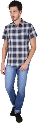 

Caricature Men' Checkered Casual Black Shirt