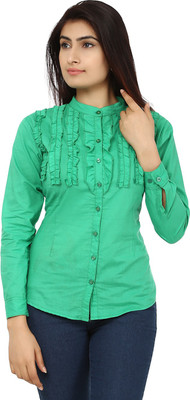 

TeeMoods Women' Solid Casual Green Shirt