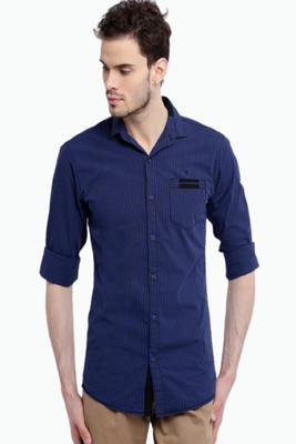 

Fifty Two Men's Striped Casual Blue Shirt