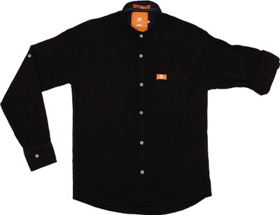 

Little Man Boys Solid Casual Black Shirt