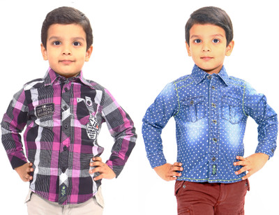 

Bio Kid Boys Woven Casual Multicolor Shirt(Pack of 2), Multi colour