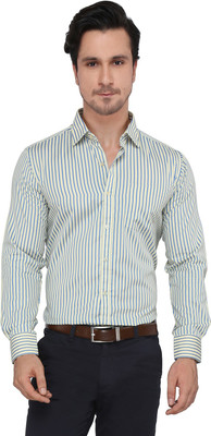 Devaa Men's Striped Casual Shirt, Yellow