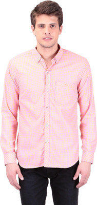 

TAG-7 Men Checkered Casual Pink Shirt