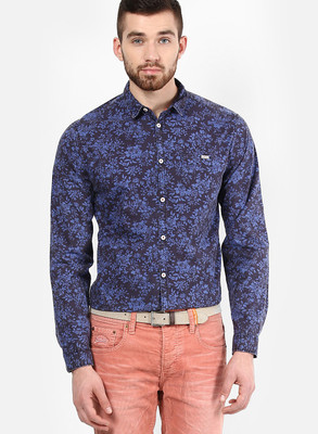 Jack & Jones Men's Floral Print Casual Blue Shirt, Dress blues
