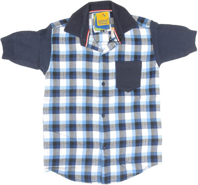

Kidzee Boys Self Design Casual Blue Shirt
