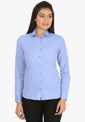 

Fashion Cult Women Solid Casual Cut Away Shirt, Blue