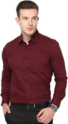 Akaas Men Solid Formal Maroon Shirt