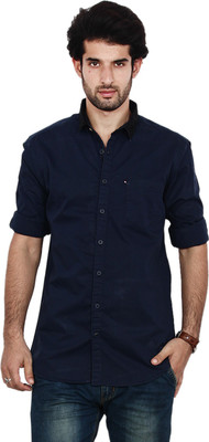 

FRD13 Men's Solid Casual Blue Shirt, Navy blue