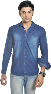 BRITISH TERMINAL Men Self Design Casual Blue Shirt