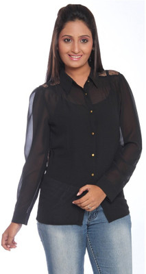 

Park Avenue Women's Solid Formal Black Shirt