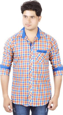 

Aedi Men's Checkered Casual Blue Shirt