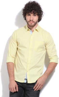 

Flying Machine Men's Solid Casual Yellow Shirt