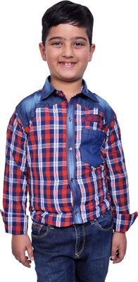 

Pari & Prince Boys Checkered Casual Red Shirt, Blue;red