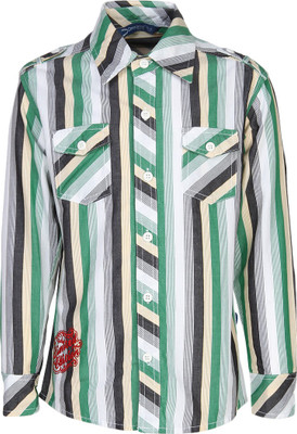 

Dreamszone Boys Striped Casual Green, White Shirt