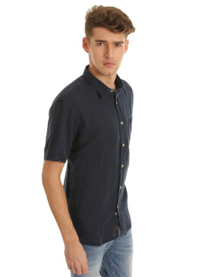 

Indian Terrain Men's Solid Casual Dark Blue Shirt, Indigo