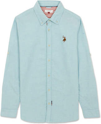 

U.S. Polo Assn. Boys Solid Casual Blue Shirt, Scuba blue