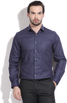 

Black Coffee Men' Checkered Formal Blue Shirt, Navy blue/yellow