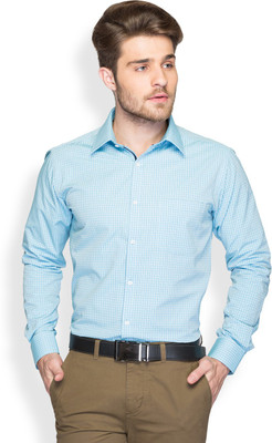 

Park Avenue Men's Checkered Formal Blue Shirt