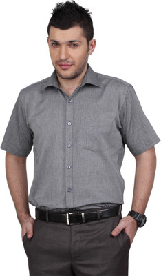 ZEAL Men Solid Formal Grey Shirt