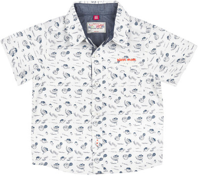 

Wow Mom Boys Printed Casual White Shirt, Off white