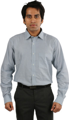 

Desar Rana Men's Striped Formal Blue, Black Shirt, Light blue and black