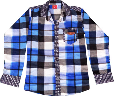

Fashionitz Boy's Checkered Casual Blue Shirt
