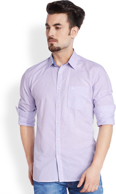

Parx Men's Striped Casual Purple Shirt