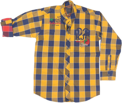 

Kidzee Men' Checkered Casual Gold Shirt