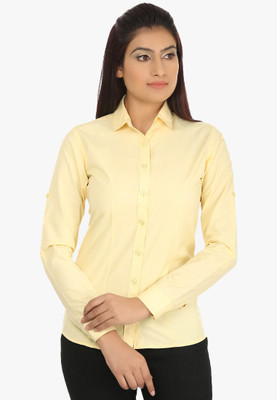

Fashion Cult Women Solid Casual Cut Away Shirt, Yellow