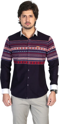 

Apris Men's Self Design Casual Brown Shirt
