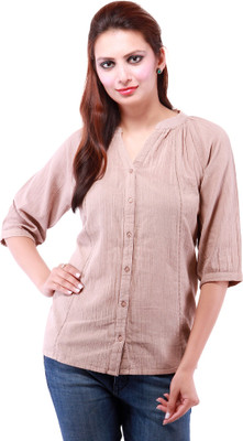 

Goodwill Impex Women's Solid Casual Brown Shirt