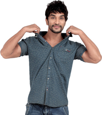 

Carbone Men's Printed Casual Grey Shirt, Darkgrey