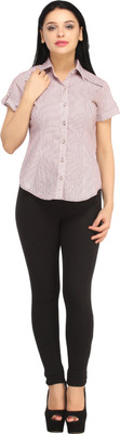 

X'Pose Women's Striped Casual Red Shirt, Red-1