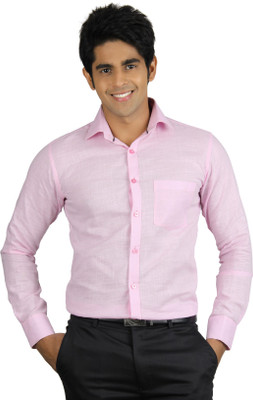 

Nexq Men's Solid Formal Linen Pink Shirt, Light pink