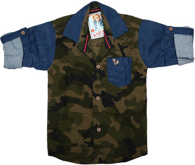 

Kidzee Men' Printed Casual Green Shirt
